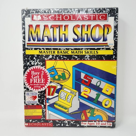 Vintage Scholastic Math Shop Sealed Master Math Skills, Floppy Disc Software - Picture 1 of 8